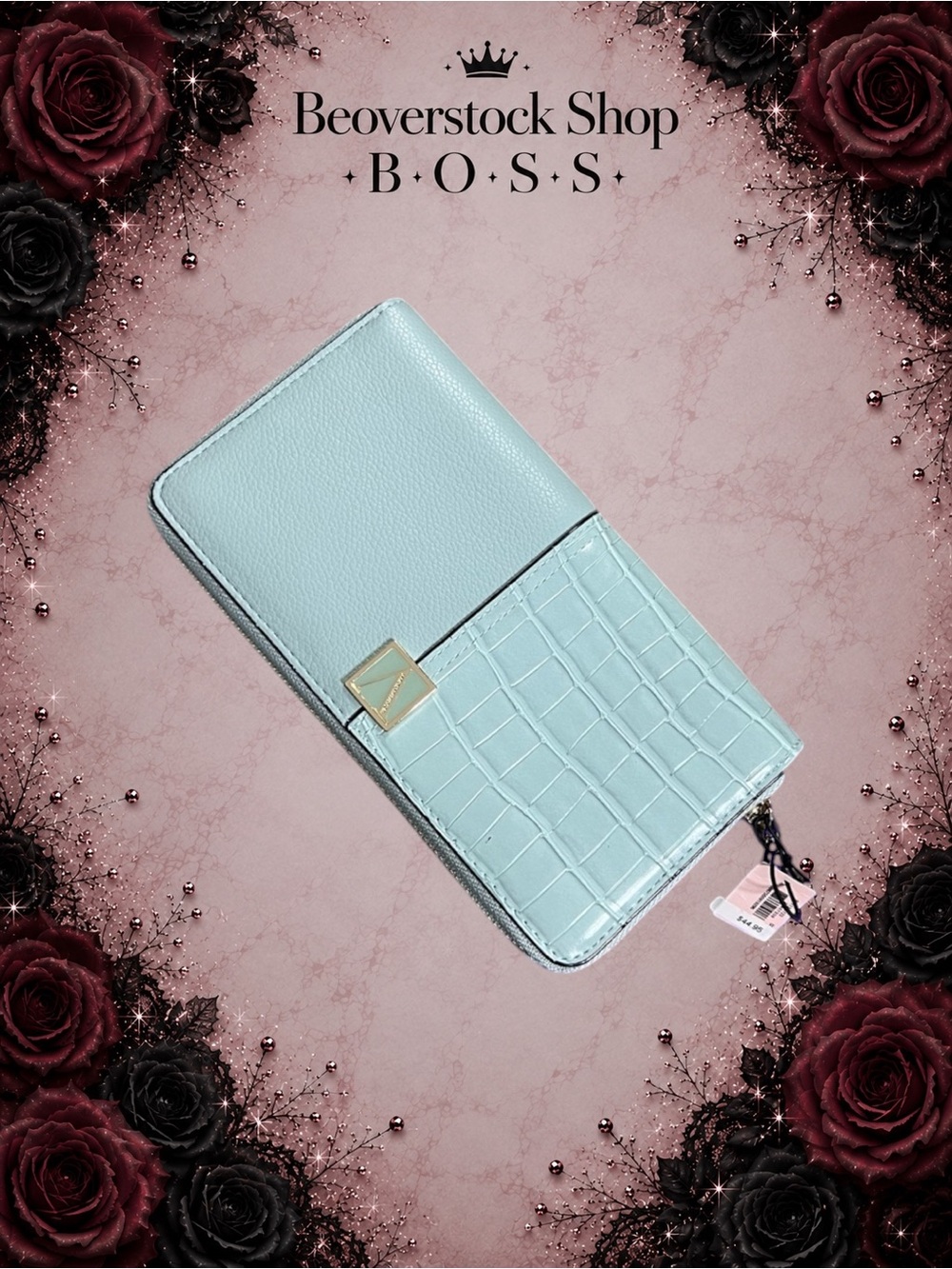 NEW Victoria’s Secret The Victoria Zip Around Croc Pebbled Large Wallet